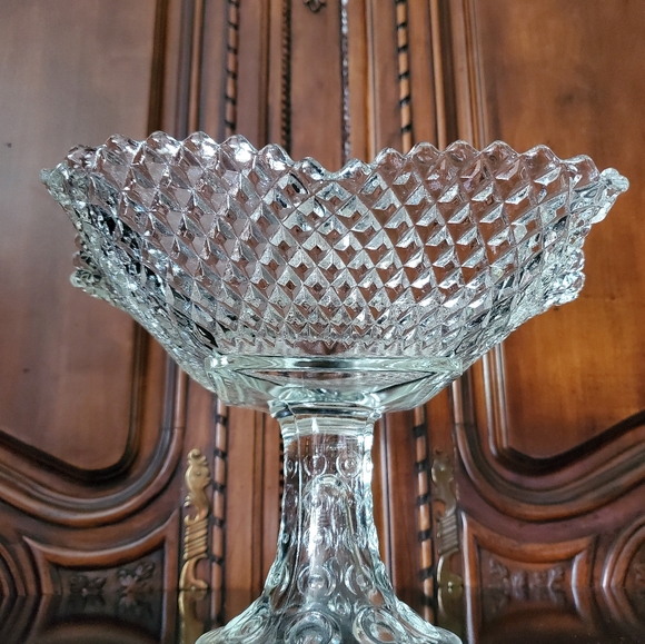 1950s L.E. Smith Diamond Point Ruffle Edged Compote - Picture 5 of 16